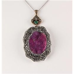 Raw Druzy Natural Stone Druse Victorian Look Pendant