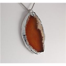 Organic Natural Carnelian Agate Big Slice Pendant