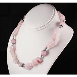 Fashion Jewelry Rose Quartz Chip Beads Necklace