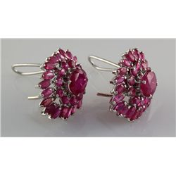 55.45CTW Pretty Pink Ruby Stone in Silver Earring