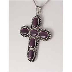 Cross Pendant Cab Cut Purple