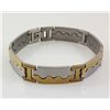 Image 1 : Unique Design Mens 9.00" Two Tone Plated Stainless Stee