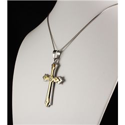 Mens Cross Two Tone Stainless Steel Pendant