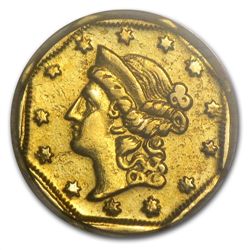 1854 BG-504 Liberty Octagonal One Dollar Gold AU-50 PCG
