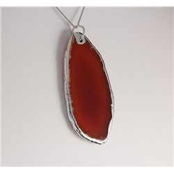 Organic Natural Carnelian Agate Big Slice Pendant