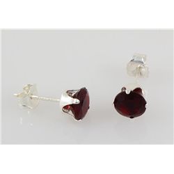 Sterling Silver Earring Prong Set Ruby Red Crystal