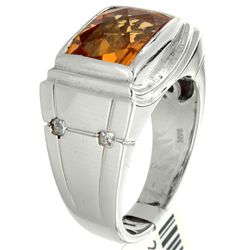 14K White Gold 3.07ctw Citrine & Diamond Ring