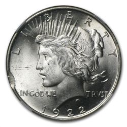 1922 Peace Dollar MS-64 NGC - Curved Clip Planchet Mint