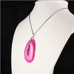 3 Kings Pink Druzy Agate Slice Pendant, 23.81g in weigh