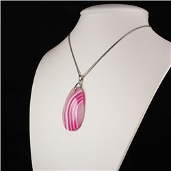 3 Kings Pink White Agate Cabochon Pendant, 36.64g in we