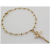 Image 1 : Gold Plated Ball Chain Bracelet w/ Cross Pendant