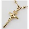 Image 2 : Gold Plated Ball Chain Bracelet w/ Cross Pendant