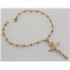 Image 3 : Gold Plated Ball Chain Bracelet w/ Cross Pendant