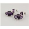 Image 1 : Faceted Amethyst Gemstone Dangling Silver Earring, 6.80