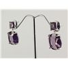 Image 2 : Faceted Amethyst Gemstone Dangling Silver Earring, 6.80