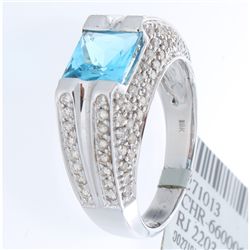 18K White Gold 2.70ctw Topaz & Diamond Ring