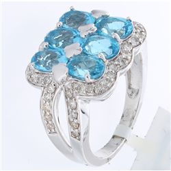 14K White Gold 3.74ctw Topaz & Diamond Ring