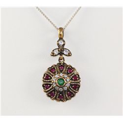 Cute Turkish Jewelry Design Multi Stone Round Pendant,