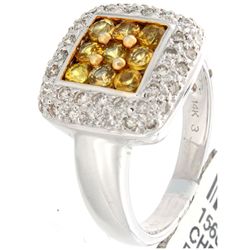 14K White Gold 1.48ctw Yellow Sapphire & Diamond Ring