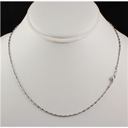 White Gold Plated Bar and Bead Chain Necklace