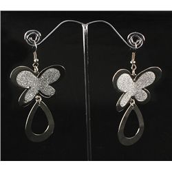 Fashion White Gold Plated Butterfly Dangle Earring