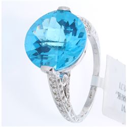 14K White Gold 10.36ctw Topaz & Diamond Ring