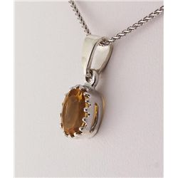 Sterling Silver Prong Set Pendant with Citrine Crystal