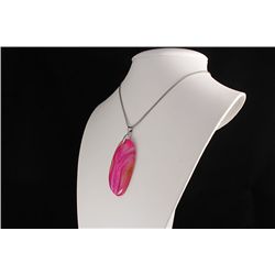 3 Kings Pink Agate Slice Cabochon Pendant, 27.82g in we