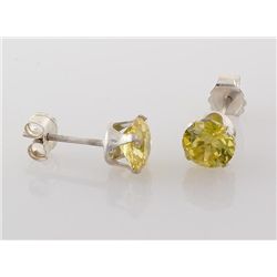Sterling Silver Earring Prong Set Citrine Crystal
