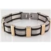 Image 2 : Men's Stainless Electroplated Bracelet 8 3/4" with Gold