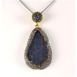 Geode Druzy Natural Stone Pendant Victorian Design