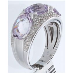 14K White Gold 5.95ctw Pink Amethyst & Diamond Ring