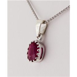 Sterling Silver Prong Set Pendant with Ruby Corrundum