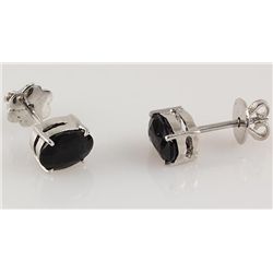 Sterling Silver Prong Set Earring with Dark Sapphire