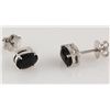 Image 1 : Sterling Silver Prong Set Earring with Dark Sapphire