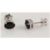 Image 2 : Sterling Silver Prong Set Earring with Dark Sapphire