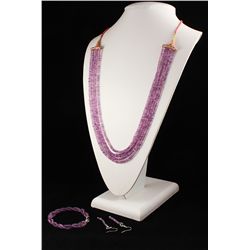 Superb Quality (AAA) 5 Row Amethyst Faceted Necklace, T