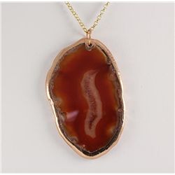 Organic Natural Carnelian Agate Big Slice Pendant