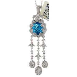 14K White Gold 5.95ctw Topaz & Diamond Pendant