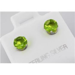 Sterling Silver Earring Prong Set Peridot Crystal