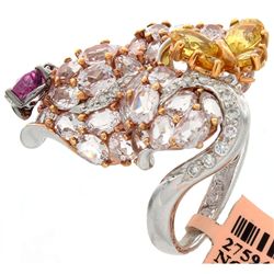 18K 2Tone Gold 9.25ctw Morganite, Pink Sapphire & Diamo