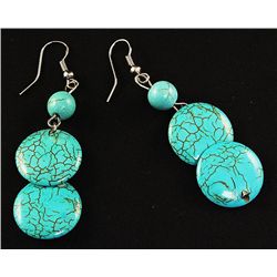 NATURAL 41.94CTW TURQUOISE DANGLING SILVER EARRING