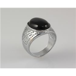 Retro Vintage Black Onyx Semi Precious Mens Ring