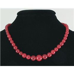 RED CHINESE JADE 196.82CTW NECKLACE W/ METAL LOCK