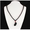 Image 2 : Chinese Jade Pixiu Necklace with Black Agate Beads