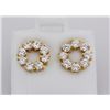 Image 2 : Gold Plated Round Stud Earring with Clear Crystal