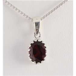 Sterling Silver Prong Set Pendant with Garnet Stone