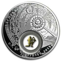 Belarus 2013 Silver Proof 20 Rubles Zodiac Signs - Sagi