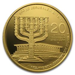 2012 Israel Menorah 1 oz .9999 Fine Gold Bullion Coin