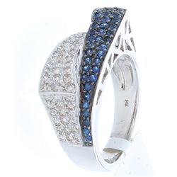 14K White Gold 1.17ctw Sapphire & Diamond Ring